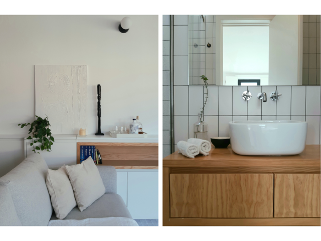 Left: Living room design. Right: Bathroom design - Designs by Rute Loureiro.